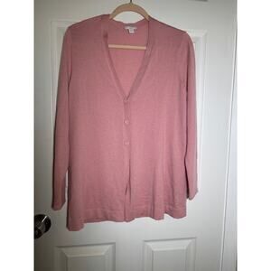 J Jill Lightweight Pale Pink Longer Cardigan Size Small